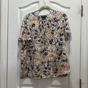 Liz Claiborne Womens Large Floral Multicolor Top